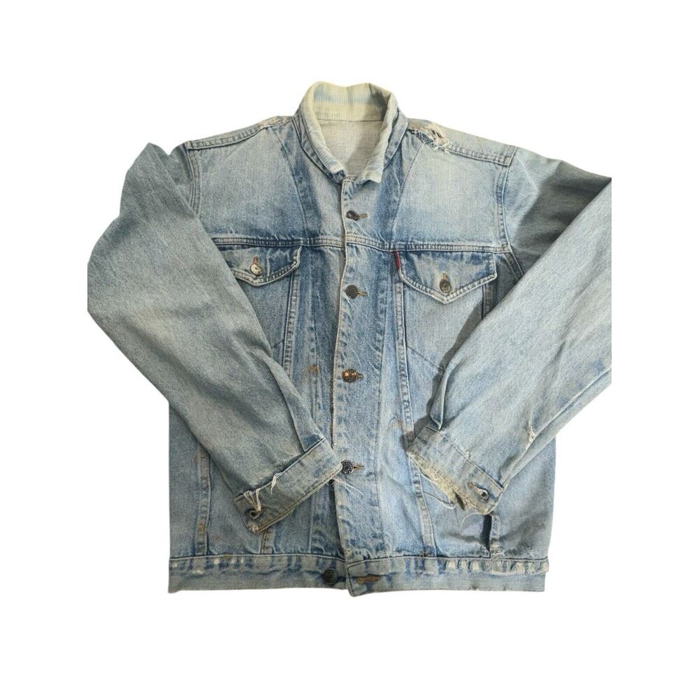Vintage Distressed Denim Jacket Women’s M/L Light Wash Trucker Jean Jacket